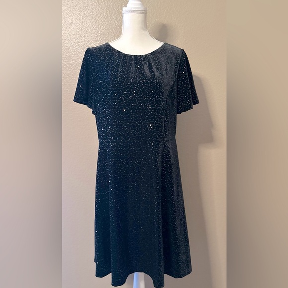 RSVP by Talbots Dresses & Skirts - RSVP by Talbots Black Velvet Sequin Sparkly Cocktail Dress Size 14P